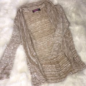 Say What? Tan/cream/white cardigan